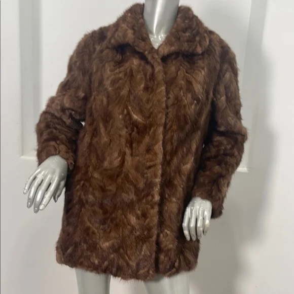 Vintage Bullock’s 50’s-60’s Fur Brown Coat with Pockets Lightweight - Picture 11 of 12